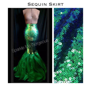 Women Mermaid Costume Pearl Body Chain Top Green Mermaid Tail Each Item Is Sold Separate