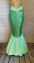 Load image into Gallery viewer, Mint Green Sequin Mermaid Costume Tail Skirt with High Waisted Slimming Design Features