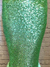 Load image into Gallery viewer, Mint Green Sequin Mermaid Costume Tail Skirt with High Waisted Slimming Design Features