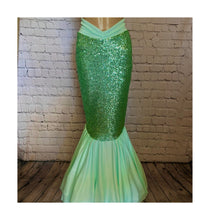 Load image into Gallery viewer, Mint Green Sequin Mermaid Costume Tail Skirt with High Waisted Slimming Design Features