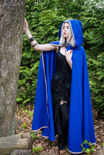 Load image into Gallery viewer, Mystical Hooded Cloak Elven Cape Fantasy Medieval Attire Wizard LARP Garb Cosplay Costume Renaissance Fair Wear