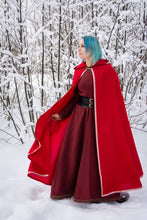 Load image into Gallery viewer, Mystical Hooded Cloak Elven Cape Fantasy Medieval Attire Wizard LARP Garb Cosplay Costume Renaissance Fair Wear