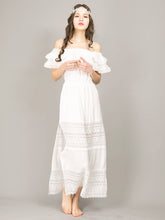 Load image into Gallery viewer, Off White Lace grecian Bohemian wedding resort dress