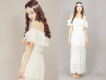 Load image into Gallery viewer, Off White Lace grecian Bohemian wedding resort dress
