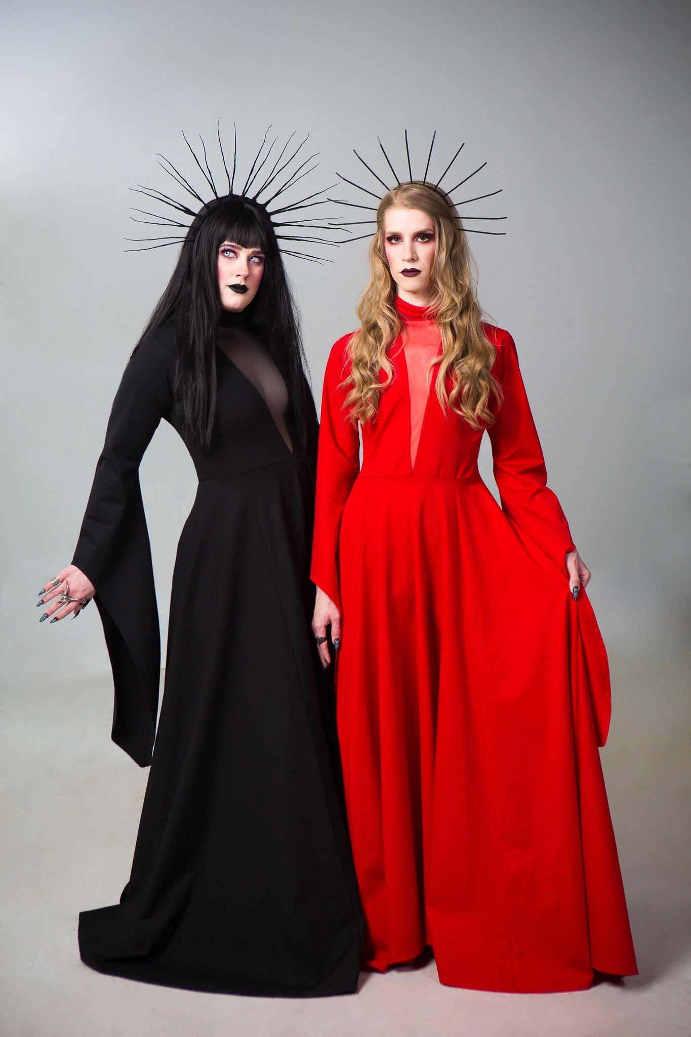 Evil Queen Halloween Costume Deep V Neck Black Gothic Wedding Dress MJcostume Evil Queen Halloween Costume Deep V Neck Black Gothic Wedding Dress MJcostume