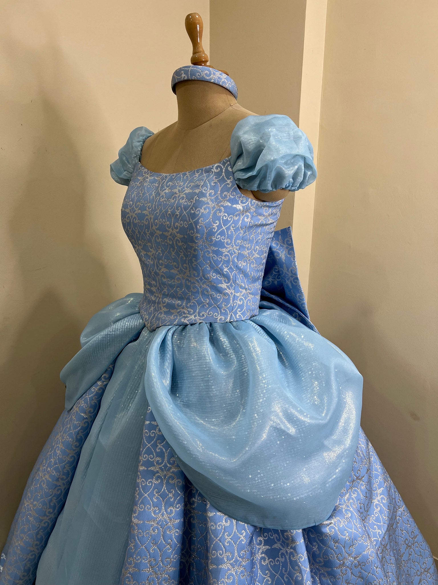 classic cinderella dress Princess Cinderella Classic Royal Blue Satin Cosplay Costume Without Boning / Concealed Zipper
