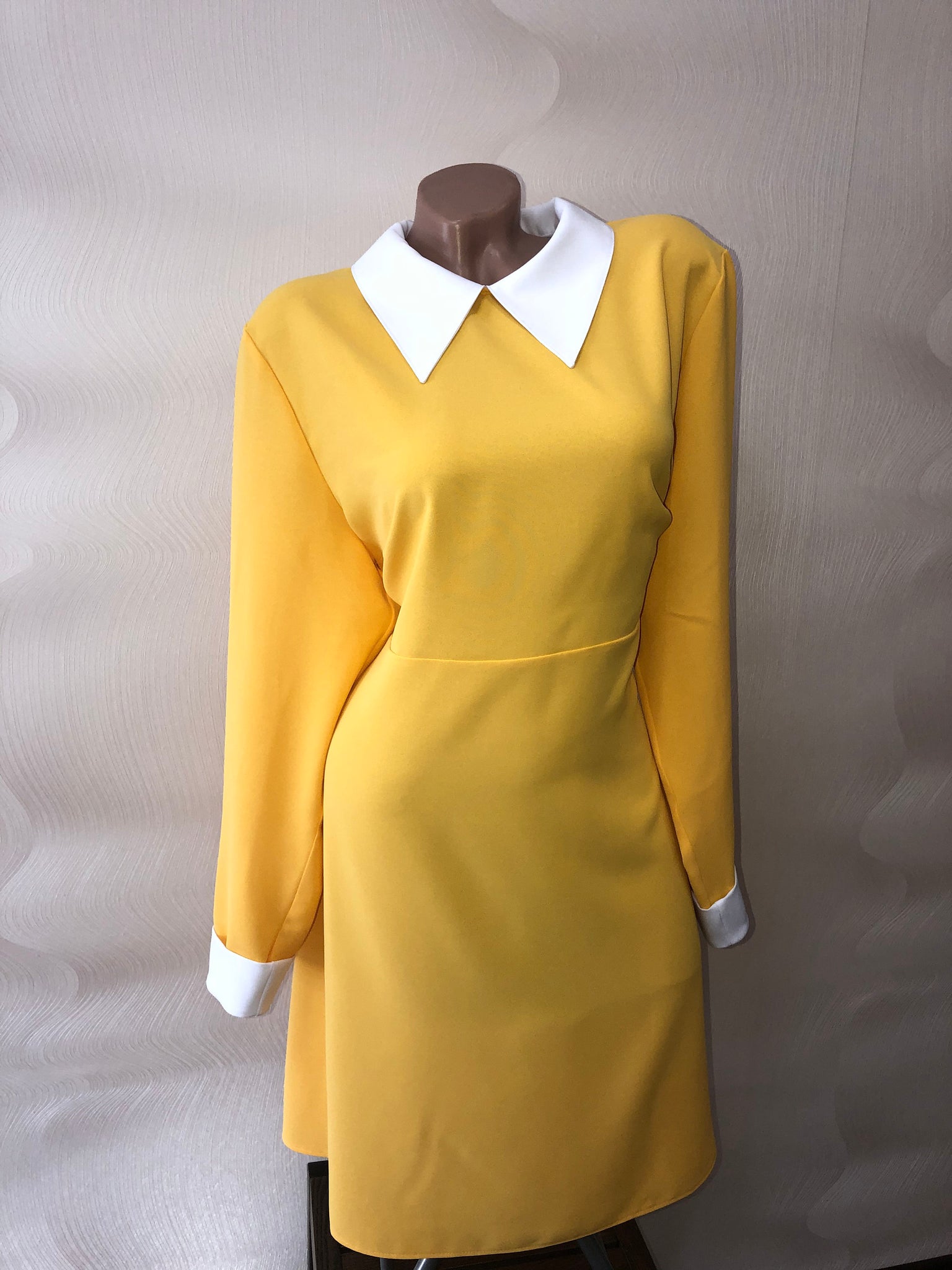 Peter Pan collar dress Yellow dress with white collar Halloween costum – MJcostume Peter Pan collar dress Yellow dress with white collar Halloween costum – MJcostume
