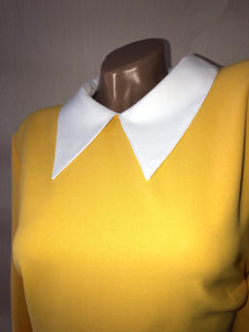 Peter Pan collar dress Yellow dress with white collar Halloween costume for women toddler girl Cosplay Smock dress Bishop Bodydoll dress