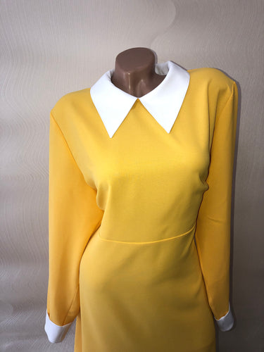 Peter Pan collar dress Yellow dress with white collar Halloween costume for women toddler girl Cosplay Smock dress Bishop Bodydoll dress