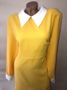 Peter Pan collar dress Yellow dress with white collar Halloween costume for women toddler girl Cosplay Smock dress Bishop Bodydoll dress