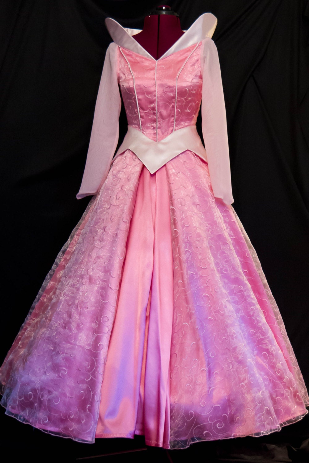 strapless open back dress Costume Aurora Dress GOWN Custom Cosplay Costume Pink Swirls ADULT Sle –  MJcostume