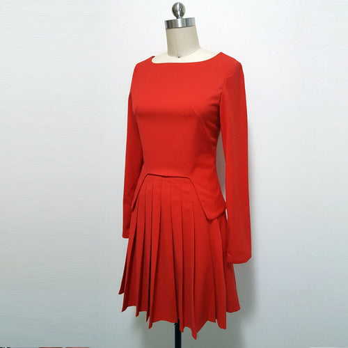 Duchess of Cambridge Pleated Kate Middleton Inspired Red Peplum Dress