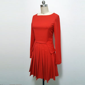 Duchess of Cambridge Pleated Kate Middleton Inspired Red Peplum Dress