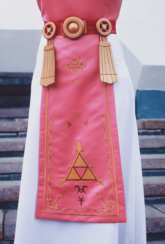 Princess Zelda Cosplay Tunic Apron Costume Legend of Zelda Cosplay Outfit Pink Zelda Dress with Belt Female Halloween Costume Idea