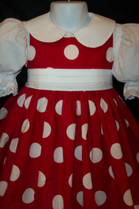 RED white DOT Jumper Dress Cosplay CUSTOM Size