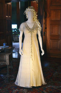 Titanic floral tea gown Delightful Valencienne Lace Belle Epoque Edwardian Dress