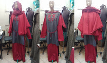 Load image into Gallery viewer, READY FOR SHIPPING Red Elegant woman costume set, Sorceress wardrobe , Pagan Priestess Costume, set 4 pieces