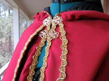 Load image into Gallery viewer, Custom Made Red and Gold Adult Cape with Caplet cosplay costume