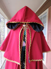 Load image into Gallery viewer, Custom Made Red and Gold Adult Cape with Caplet cosplay costume