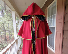 Load image into Gallery viewer, Custom Made Red and Gold Adult Cape with Caplet cosplay costume