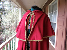 Load image into Gallery viewer, Custom Made Red and Gold Adult Cape with Caplet cosplay costume