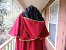 Load image into Gallery viewer, Custom Made Red and Gold Adult Cape with Caplet cosplay costume