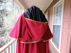 Custom Made Red and Gold Adult Cape with Caplet cosplay costume