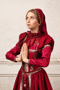 Renaissance dress MADE TO ORDER Queen of England burgundy dress in the style of sixteenth century English high fashion