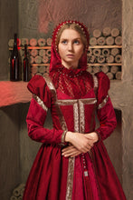 Load image into Gallery viewer, Renaissance dress MADE TO ORDER Queen of England burgundy dress in the style of sixteenth century English high fashion