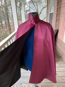Reversible Satin Cosplay Cape or Cloak Black and Red
