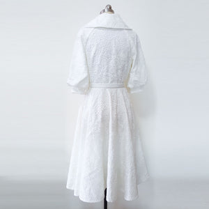 Princess Ann tea length gown Roman Holiday Final Scene Audrey Hepburn white organza dress