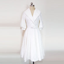 Load image into Gallery viewer, Princess Ann tea length gown Roman Holiday Final Scene Audrey Hepburn white organza dress