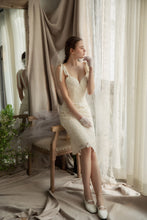 Load image into Gallery viewer, Fitted bridal gown Ivory lace tailored low back dress