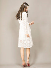 Load image into Gallery viewer, Boho White Lace Dress Bohemian wedding bridesmaid Long sleeve lace wedding dress
