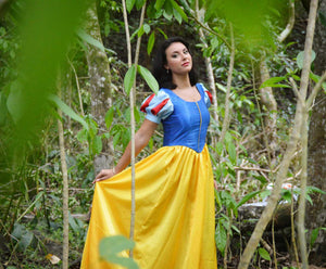 Snow White Princess Costume Once Upon A Time Dress Gown for Girls w/ Sleeve Options