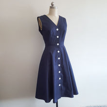 Load image into Gallery viewer, Sleeveless jean dress denim button down Vintage 90s style Chambray shirtdress