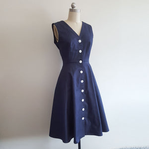 Sleeveless jean dress denim button down Vintage 90s style Chambray shirtdress