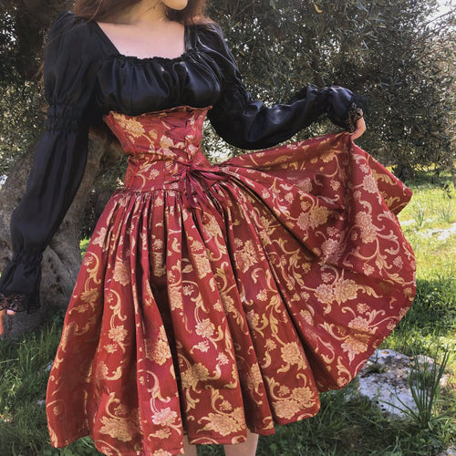 Tailor Delightful Damask Elegant Lycra Quality Satin Precious Lace Dress