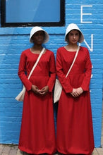 Load image into Gallery viewer, Handmaid&#39;s Tale Costume - Dress, bonnet, and bag. READY TO SHIP in small only, medium, and large only