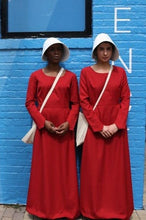 Load image into Gallery viewer, Handmaid&#39;s Tale Costume - Dress, bonnet, and bag. READY TO SHIP in small only, medium, and large only