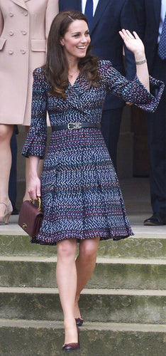 Paris Visit 2017 vintage style Fall winter fashion Tweed  Blue Coatdress