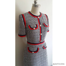 Load image into Gallery viewer, Duchess of Cambridge Tweed houndstooth Kate Middleton Mod check dress
