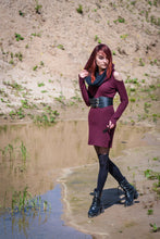 Load image into Gallery viewer, Unique dress handmade multipurpose multiway convertible with a big cowl or hood open shoulders sleeve gloves and pen skirt