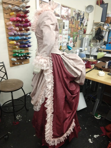 Victorian cage bustle with attached petticoat and back ruffles