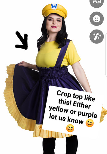 Geek Super Mario Brothers Video Game Size WaLuigi Cosplay Dress Woman's Cosplay Costume