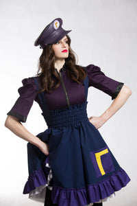 Geek Super Mario Brothers Video Game Size WaLuigi Cosplay Dress Woman's Cosplay Costume