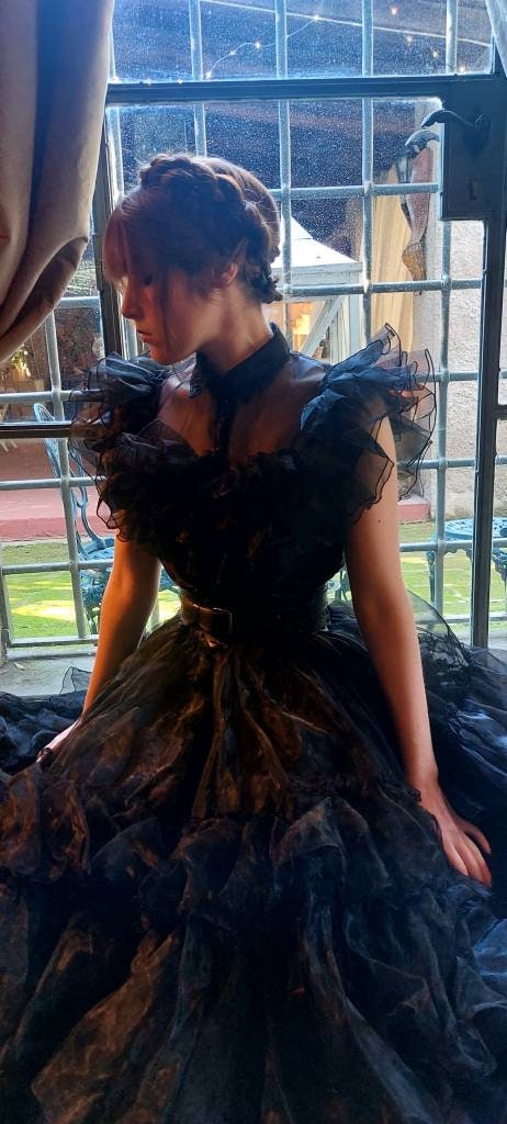 Wednesday Dark Gothic Prom Beautiful Wednesday Dress MJcostume Wednesday Dark Gothic Prom Beautiful Wednesday Dress MJcostume