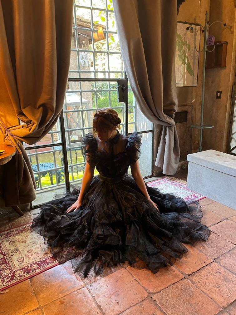 Wednesday Dark Gothic Prom Beautiful Wednesday Dress MJcostume Wednesday Dark Gothic Prom Beautiful Wednesday Dress MJcostume