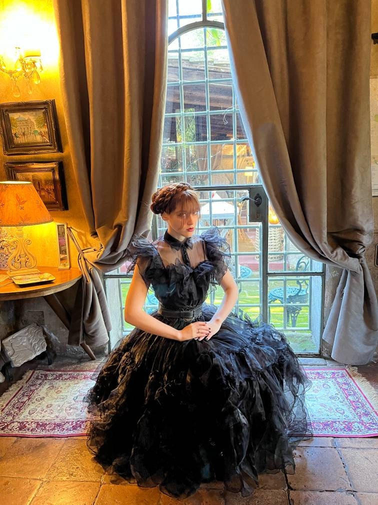 Wednesday Dark Gothic Prom Beautiful Wednesday Dress MJcostume Wednesday Dark Gothic Prom Beautiful Wednesday Dress MJcostume