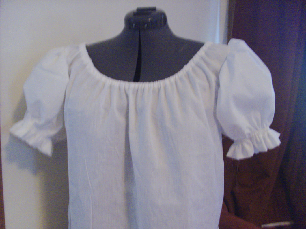 White Peasant Blouse with short puffed sleeves